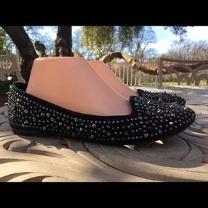 Rock ‘n Republic black spike stud sequin flats 8M